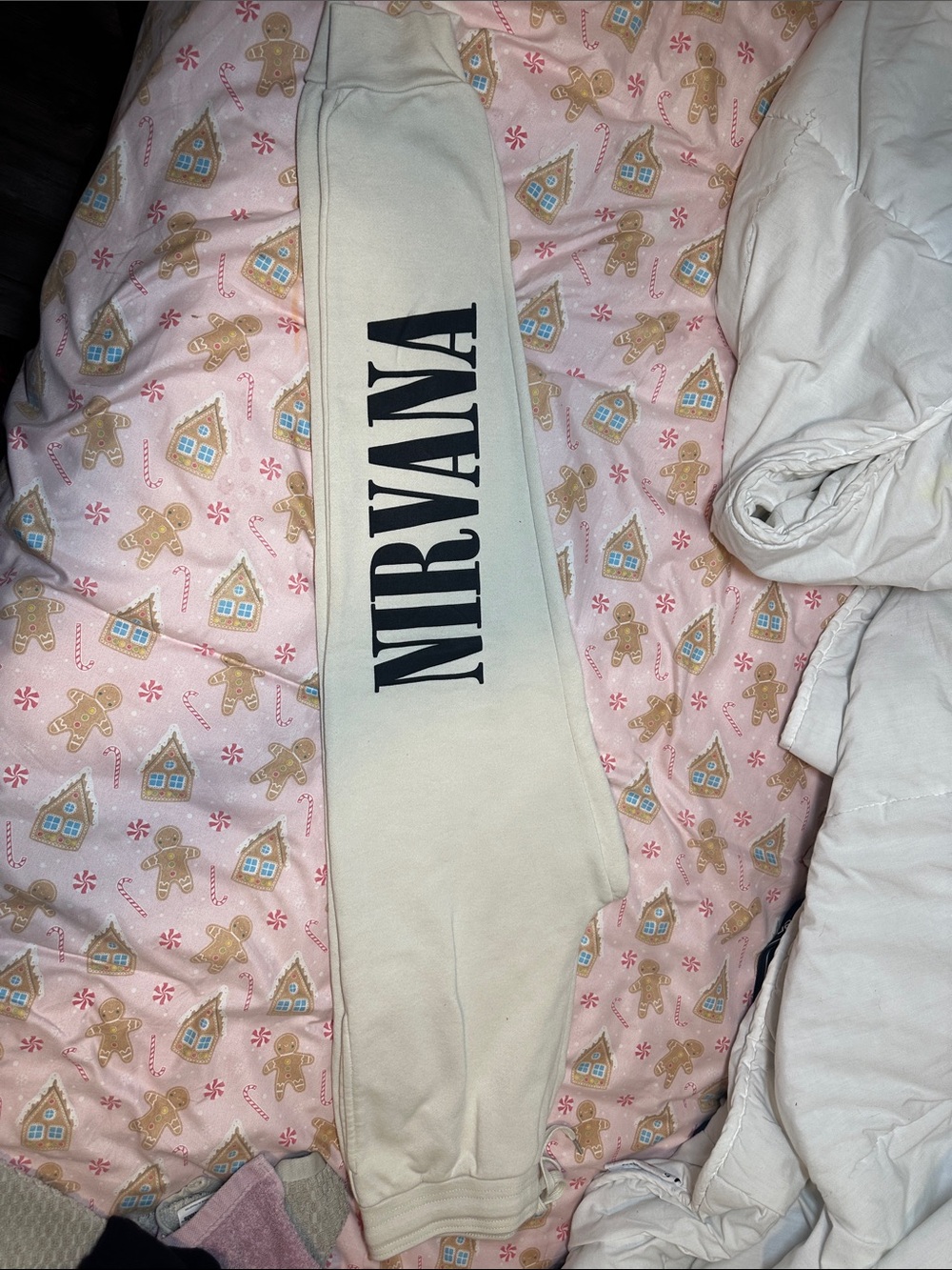 Nirvana Kids Pajama Sweatshirt Sleeve - Cream with Black Logo